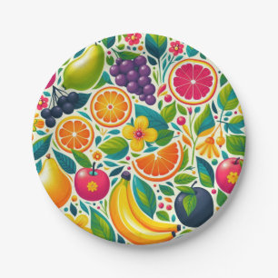 Kleurrijk fruit papieren bordje
