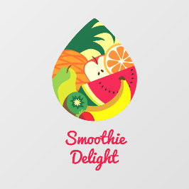 Kleurrijk Fruit Sap Smoothie Logo Aangepaste Bar Raamsticker