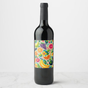 Kleurrijk fruit wijn etiket