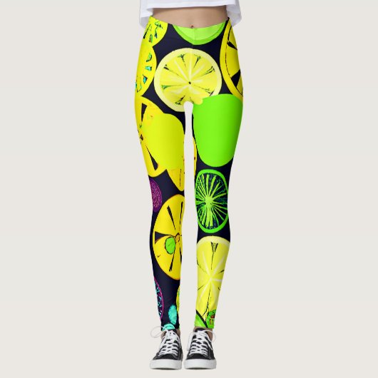 Kleurrijk fruitig trillingspatroon leggings (Voorkant)