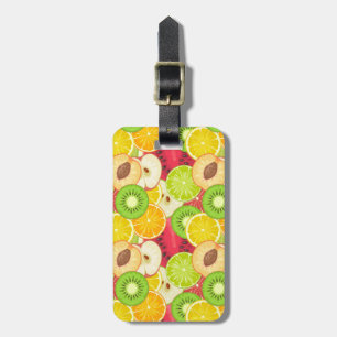 Kleurrijk fruitpatroon bagagelabel
