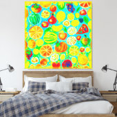 Kleurrijk fruitpatroon. Bestel nu Canvas Afdruk (Insitu (Slaapkamer))