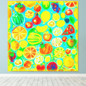 Kleurrijk fruitpatroon. Bestel nu Canvas Afdruk (Insitu (Houten vloer))