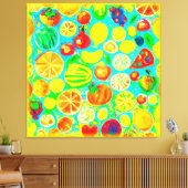 Kleurrijk fruitpatroon. Bestel nu Canvas Afdruk (Insitu (Woonkamer))
