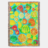 Kleurrijk fruitpatroon. Bestel nu Deken (Voorkant Verticaal)