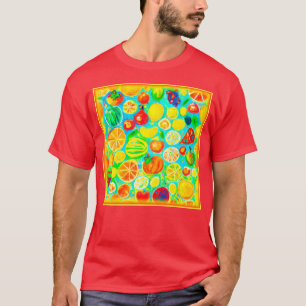 Kleurrijk fruitpatroon. Bestel nu T-shirt