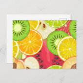 Kleurrijk fruitpatroon briefkaart (Voorkant / Achterkant)