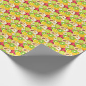 Kleurrijk fruitpatroon cadeaupapier (Hoek)