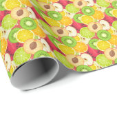 Kleurrijk fruitpatroon cadeaupapier (Rol Hoek)