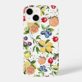 Kleurrijk fruitpatroon Citrus blauwe bessen iPhone Hoesje (Achterkant)