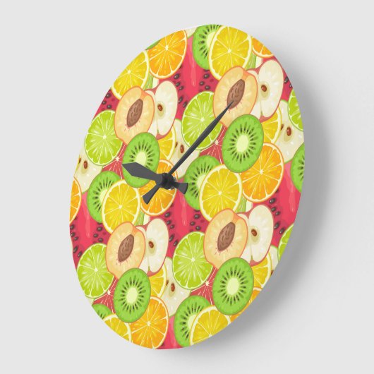 Kleurrijk fruitpatroon grote klok (Hoek)