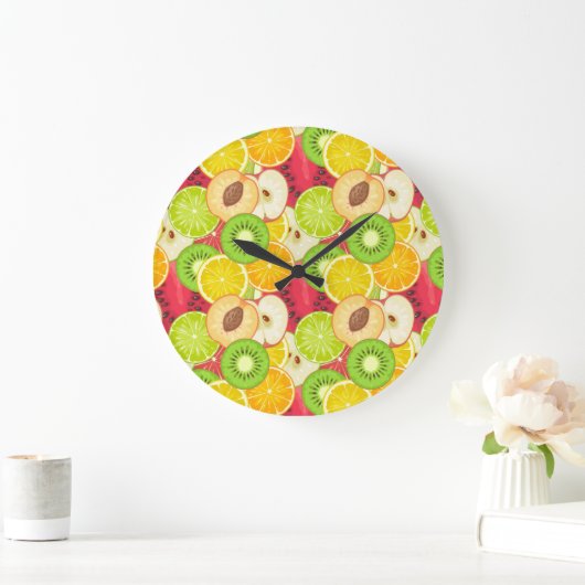 Kleurrijk fruitpatroon grote klok (Huis)