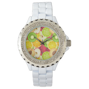 Kleurrijk fruitpatroon horloge