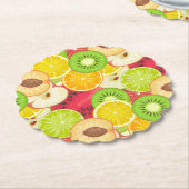 Kleurrijk fruitpatroon kartonnen onderzetters (Gekanteld)