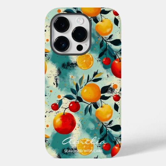 Kleurrijk fruitpatroon met citrus en bessen Case-Mate iPhone case (Achterkant)