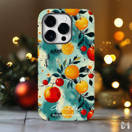 Kleurrijk fruitpatroon met citrus en bessen Case-Mate iPhone 14 pro hoesje