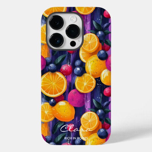 Kleurrijk fruitpatroon met levendige citrus & bess Case-Mate iPhone case (Achterkant)