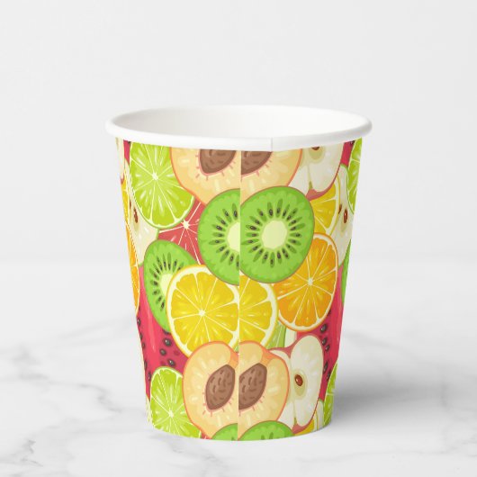 Kleurrijk fruitpatroon papieren bekers (Rechts)
