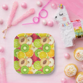 Kleurrijk fruitpatroon papieren bordje (Feest)