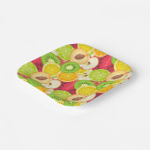 Kleurrijk fruitpatroon papieren bordje (Gebogen)