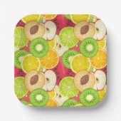 Kleurrijk fruitpatroon papieren bordje (Voorkant)