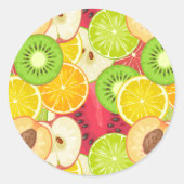 Kleurrijk fruitpatroon ronde sticker (Voorkant)