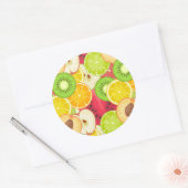 Kleurrijk fruitpatroon ronde sticker (Envelop)
