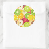 Kleurrijk fruitpatroon ronde sticker (Tas)