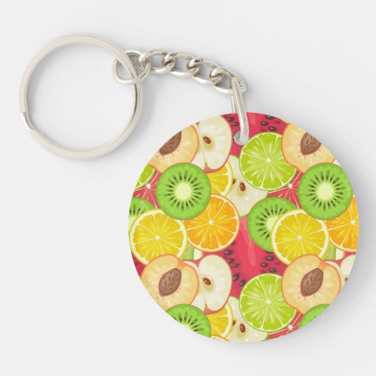Kleurrijk fruitpatroon sleutelhanger (Voorkant)