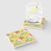 Kleurrijk fruitpatroon stenen onderzetter (Zijkant)