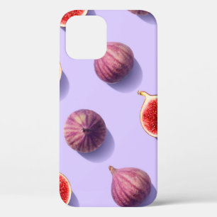 Kleurrijk fruitpatroon van verse vijgen op paarse  Case-Mate iPhone case