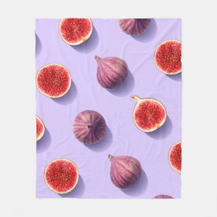 Kleurrijk fruitpatroon van verse vijgen op paarse fleece deken