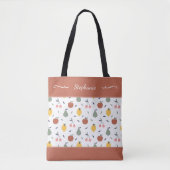 Kleurrijk fruitpatroon Voornaam Rode dopping Tote Bag (Voorkant)