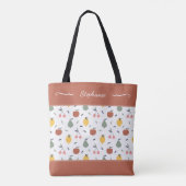 Kleurrijk fruitpatroon Voornaam Rode dopping Tote Bag (Achterkant)