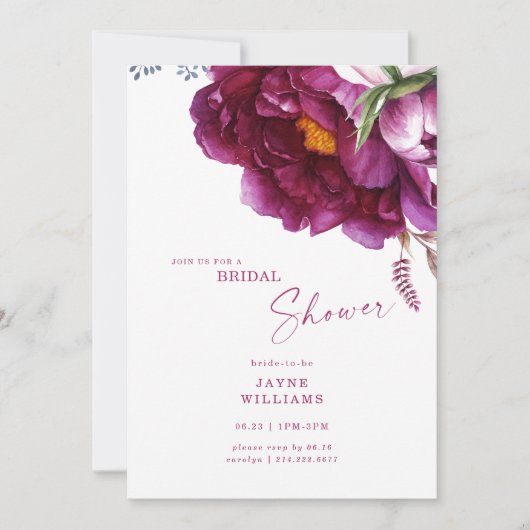 Kleurrijk Fuchsia bloemig Elegant Vrijgezellenfees Kaart (Voorkant)