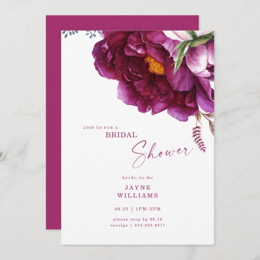 Kleurrijk Fuchsia bloemig Elegant Vrijgezellenfees Kaart (Voorkant / Achterkant)