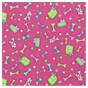 Kleurrijk Fuchsia Pink Dog Bone Art Patroon Stof
