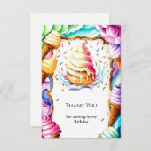 Kleurrijk Fun Scoop Ijs Verjaardag Bedankkaart (Voorkant / Achterkant)