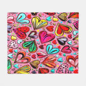 KLEURRIJK FUNKY-HEART PATROON VALENTIJNS FLEECE DEKEN (Voorkant (Horizontaal))