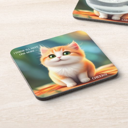 Kleurrijk Funny Cat Onderzetter (Linkerzijde)