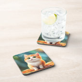 Kleurrijk Funny Cat Onderzetter (Rechterzijde)