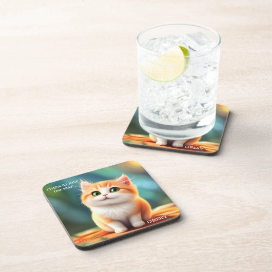 Kleurrijk Funny Cat Onderzetter (Rechterzijde)