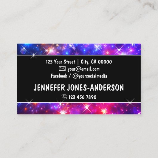 Kleurrijk Galaxy Magic Bright Sparkle Stars Logo Visitekaartje (Achterkant)