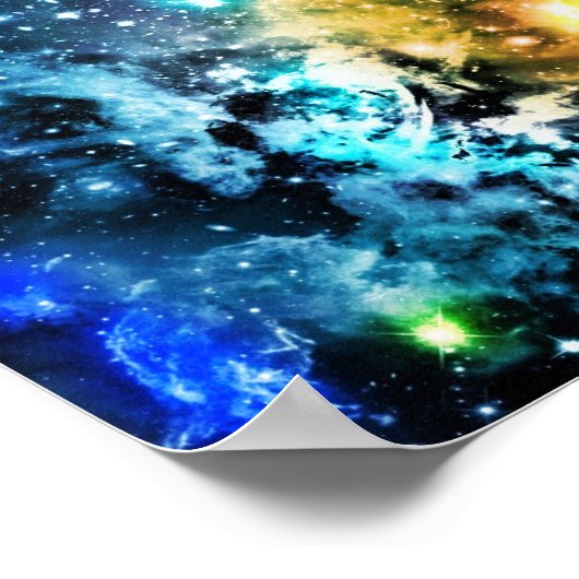 Kleurrijk galaxy ruimte nebula stervoorbeeld poster (Hoek)