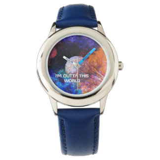 Kleurrijk galaxy Schilderen Blauwe Koel Kinder Hor Horloge