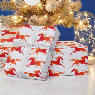 Kleurrijk galopperend paardenpatroon cadeaupapier