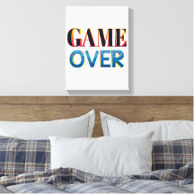 Kleurrijk 'Game Over'-tekstkunstwerk op canvas get