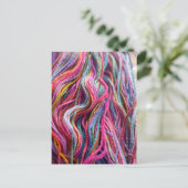 Kleurrijk garen magenta roze breien briefkaart (Staand voorkant)