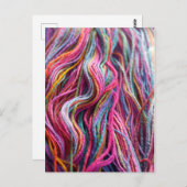 Kleurrijk garen magenta roze breien briefkaart (Voorkant / Achterkant)