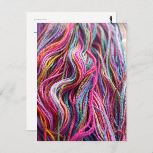 Kleurrijk garen magenta roze breien briefkaart (Voorkant / Achterkant)